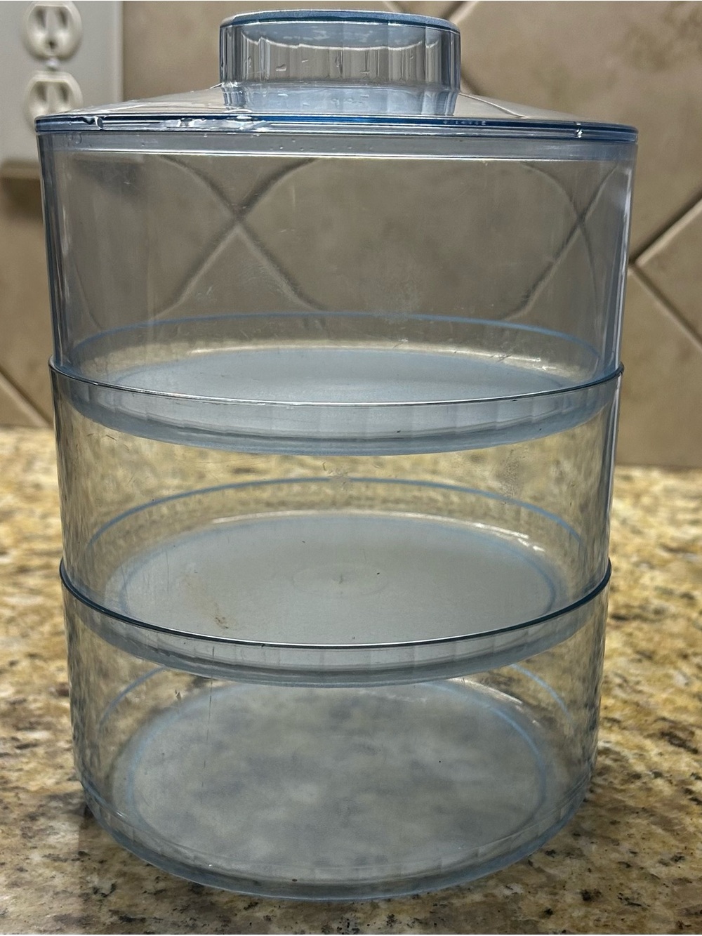 Vintage Tupperware Clear Blue Stackable 3-Tier Organizer